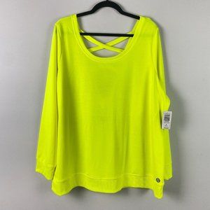 Torrid French Terry Long Sleeve Lattice Back Active Sweatshirt Size 3X Yellow
